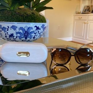 Chloe Round Brown and Gold Sunglasses